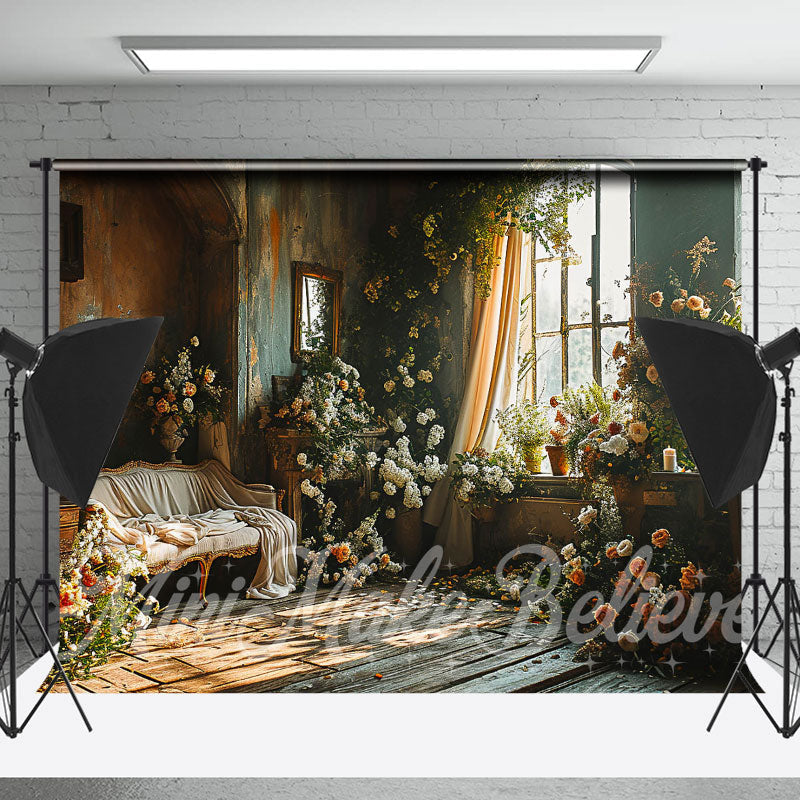 Lofaris Boho Living Room Sunshine Floral Spring Backdrop