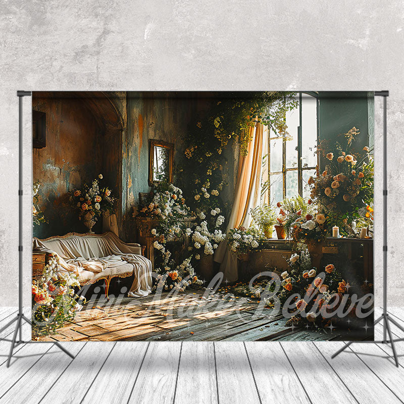Lofaris Boho Living Room Sunshine Floral Spring Backdrop