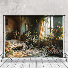 Lofaris Boho Living Room Sunshine Floral Spring Backdrop