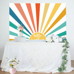 Lofaris Boho Rainbow Sun Hello Sunshine Birthday Backdrop