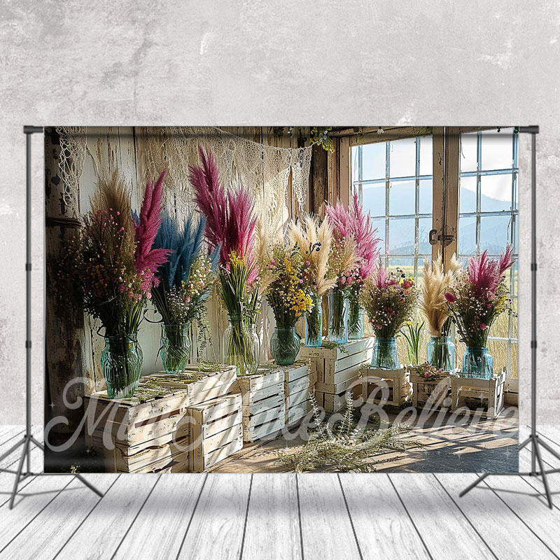 Lofaris Boho Room Feather Flower Vase Spring Photo Backdrop