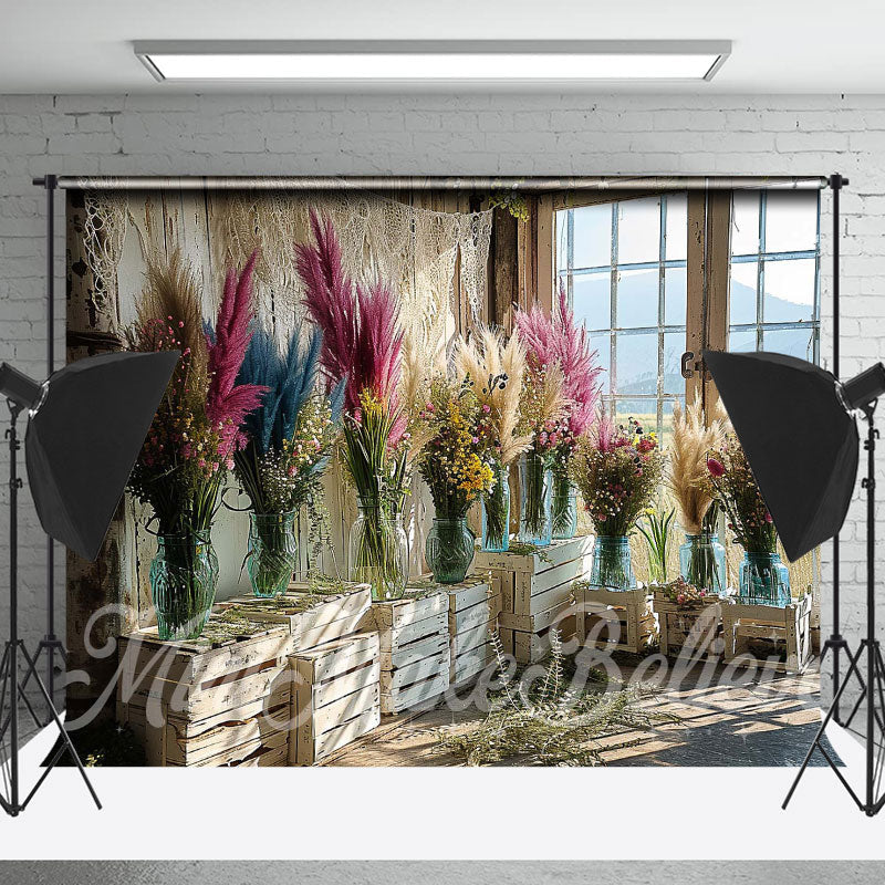 Lofaris Boho Room Feather Flower Vase Spring Photo Backdrop