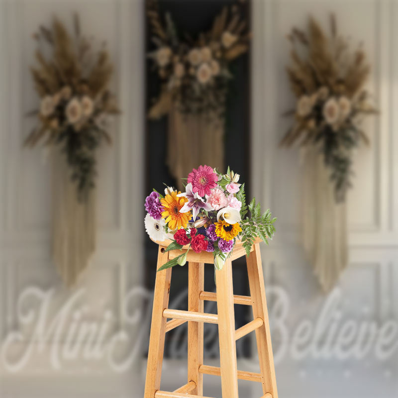 Lofaris Boho Tassel White Black Retro Wall Photo Backdrop