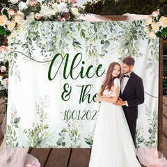 Lofaris Boho Theme Green Leaves She Said Yes Wedding Backdrop