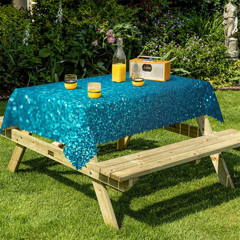 Lofaris Bokeh Glitter Blue Turquoise Dot Rectangle Table