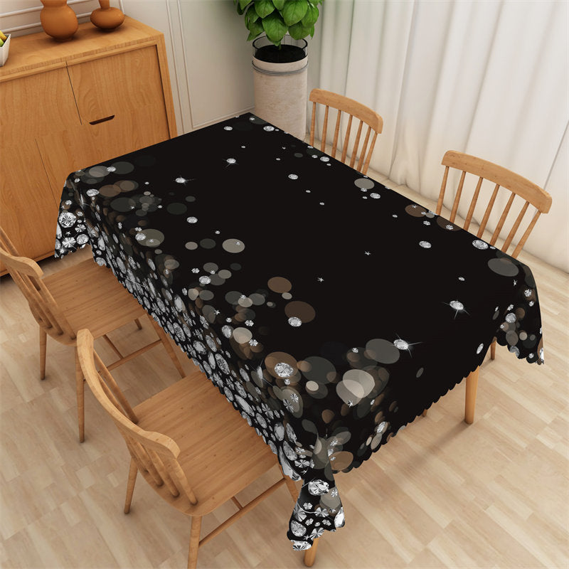 Lofaris Bokeh Glitter Diamond Black Wedding Party Tablecloth