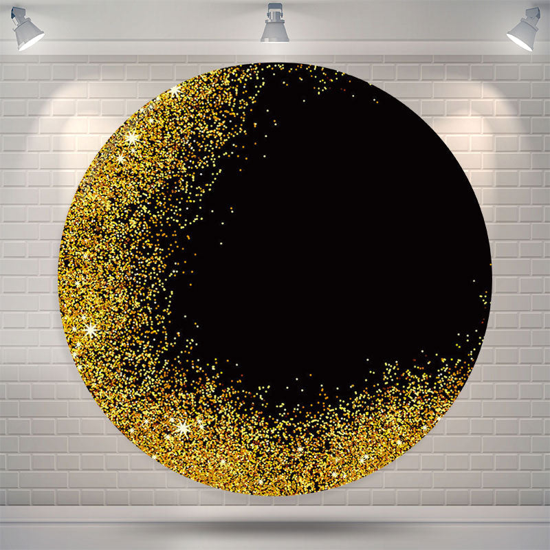 Lofaris Bokeh Gold Black Glitter Round Party Backdrop Cover