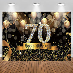 Lofaris Bokeh Gold Glitter Diamond 70th Birthday Backdrop
