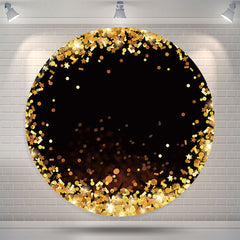 Lofaris Bokeh Golden Glitter Black Round Party Backdrop
