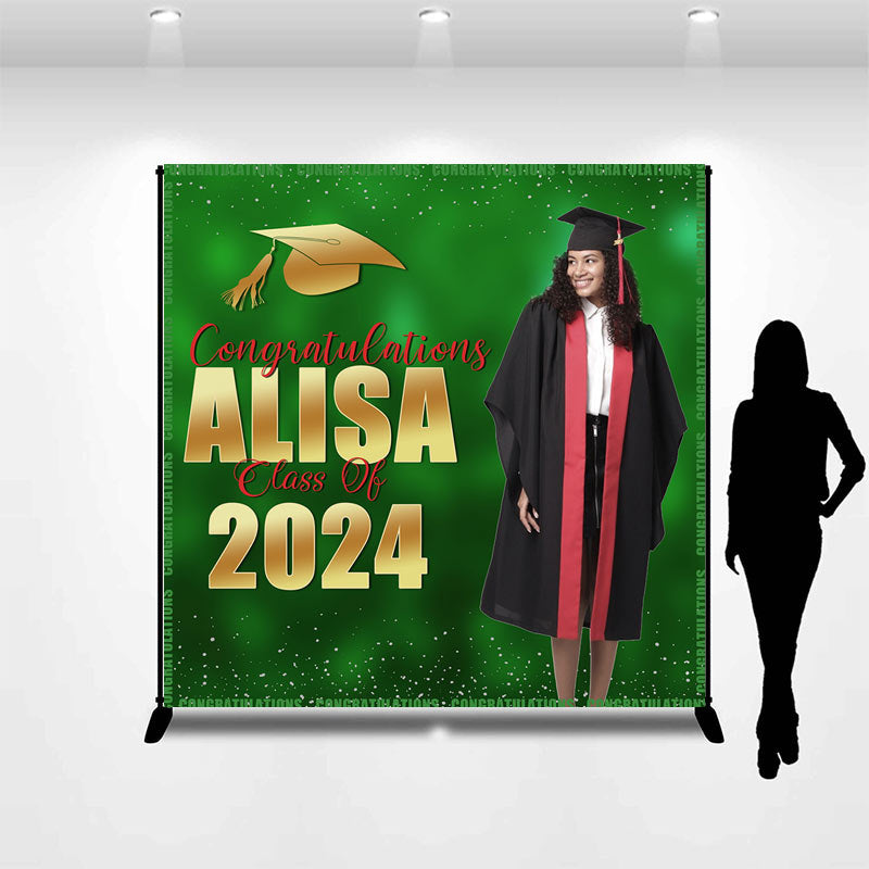 Lofaris Bokeh Green Class 2024 Custom Graduation Backdrop