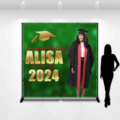 Lofaris Bokeh Green Class 2024 Custom Graduation Backdrop