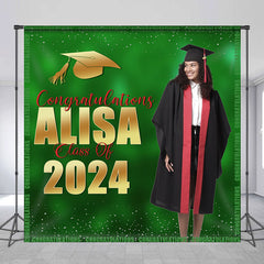 Lofaris Bokeh Green Class 2024 Custom Graduation Backdrop