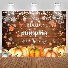 Lofaris Bokeh Light Leaf Pumpkin Wood Baby Shower Backdrop