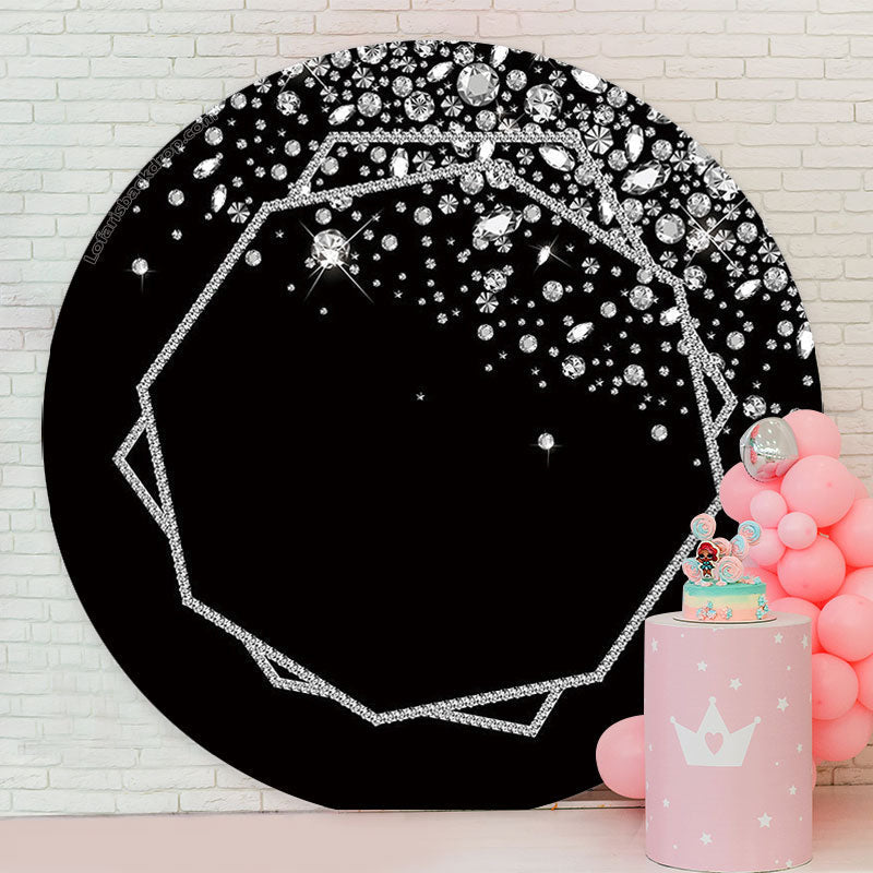 Lofaris Bokeh Silver Black Glitter Round Backdrop For Party