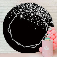 Lofaris Bokeh Silver Black Glitter Round Backdrop For Party
