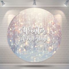 Lofaris Bokeh Snowy Winter Wonderland Round Holiday Backdrop