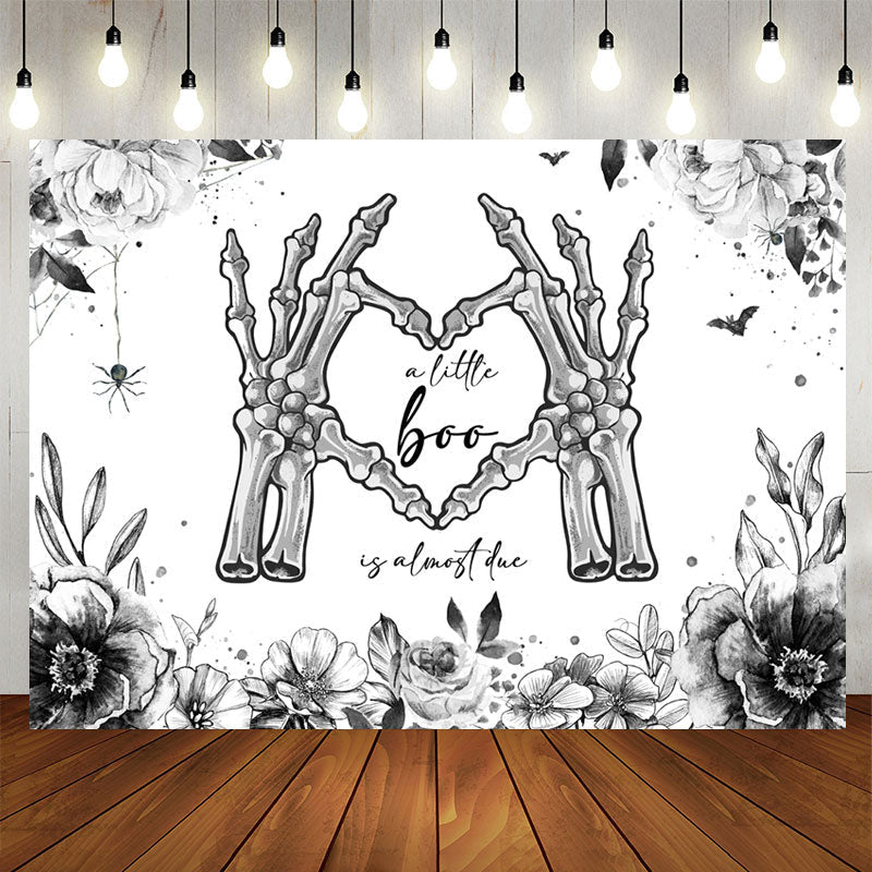 Lofaris Boo Hand Bones Floral Halloween Baby Shower Backdrop