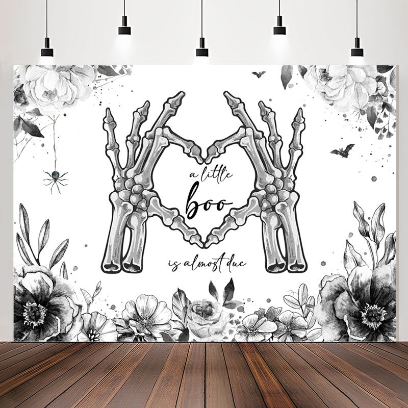 Lofaris Boo Hand Bones Floral Halloween Baby Shower Backdrop