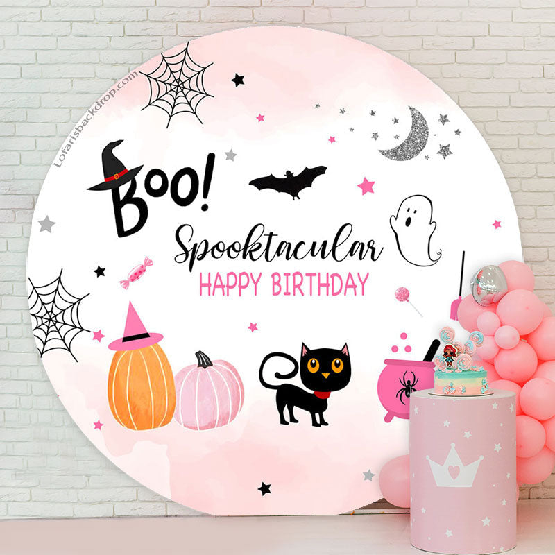 Lofaris Boo Spooktacular Round Halloween Birthday Backdrop