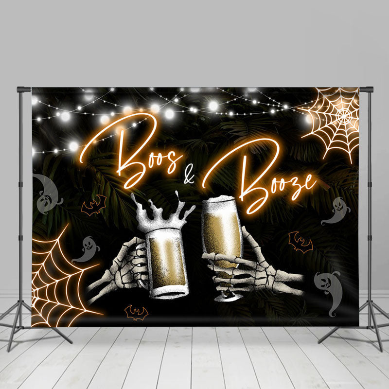 Lofaris Boos And Boose Cheers Leaves Bokeh Halloween Backdrop