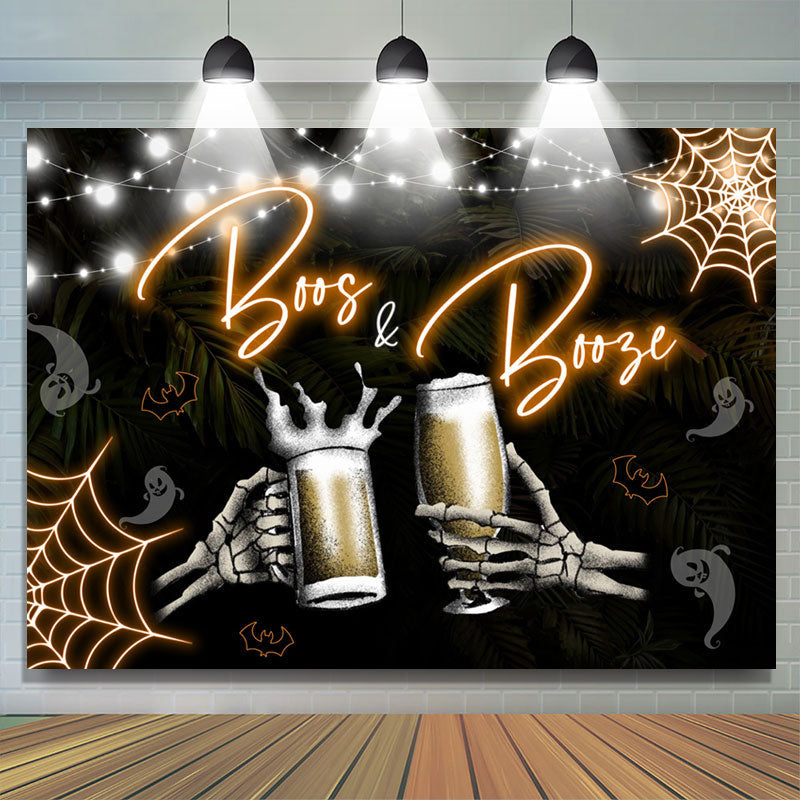 Lofaris Boos And Boose Cheers Leaves Bokeh Halloween Backdrop