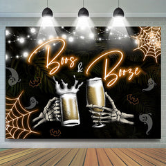 Lofaris Boos And Boose Cheers Leaves Bokeh Halloween Backdrop