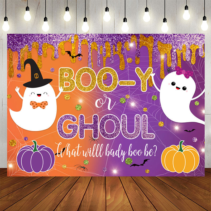 Lofaris Booy Or Ghoul Purple Orange Gender Reveal Backdrop