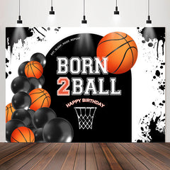 Lofaris Born 2 Ball Basketball Balloon Boy Birthday Backdrop