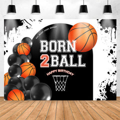 Lofaris Born 2 Ball Basketball Balloon Boy Birthday Backdrop