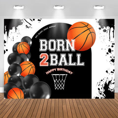 Lofaris Born 2 Ball Basketball Balloon Boy Birthday Backdrop