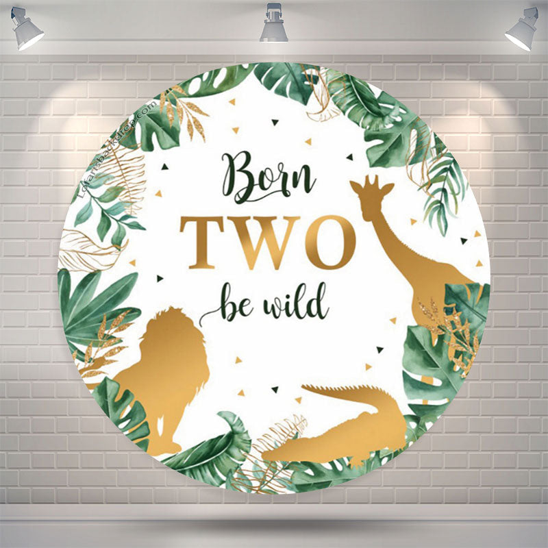 Lofaris Born Be Wild Forest Animals Round 2nd Birthday Backdrop