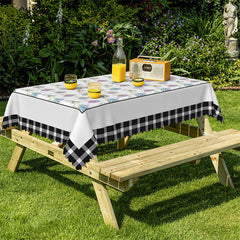 Lofaris Bottle Lavenders Repeat Black Plaid Dining Tablecloth