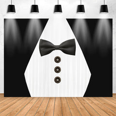 Lofaris Suit Bow Tie Button Black And White Party Backdrop