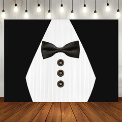 Lofaris Suit Bow Tie Button Black And White Party Backdrop