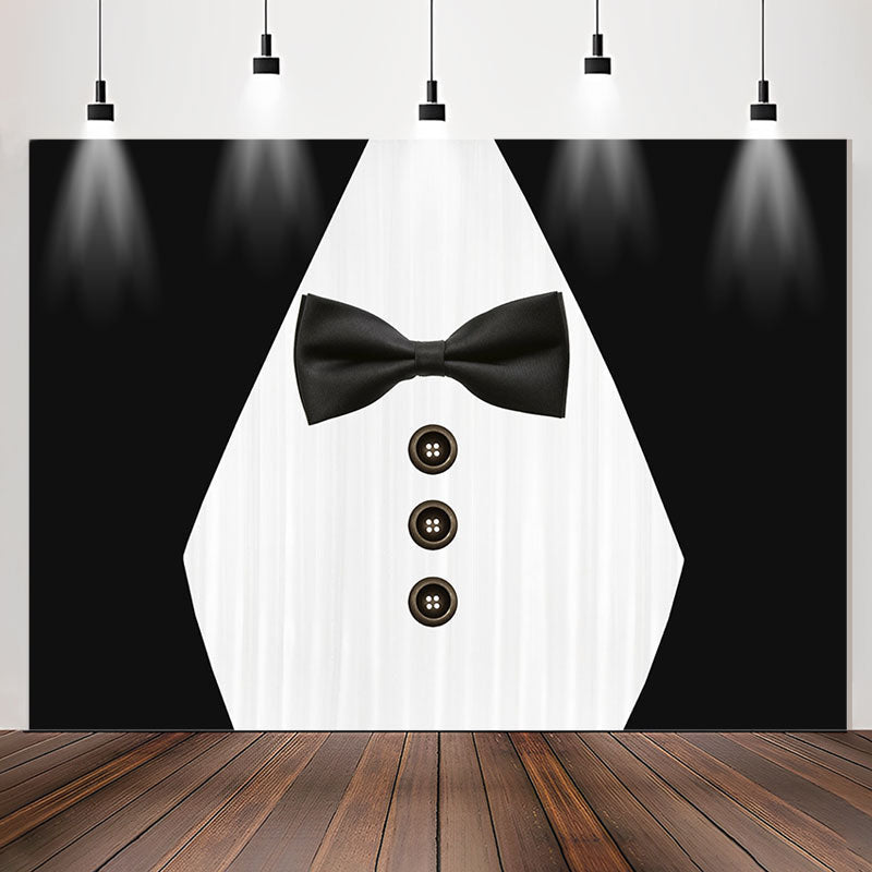 Lofaris Suit Bow Tie Button Black And White Party Backdrop
