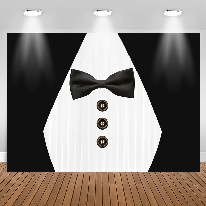 Lofaris Suit Bow Tie Button Black And White Party Backdrop