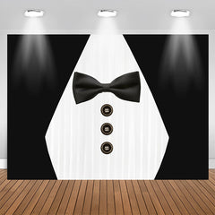 Lofaris Suit Bow Tie Button Black And White Party Backdrop