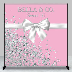 Lofaris Bow Tie Diamonds Pink Custom 16 Birthday Backdrop