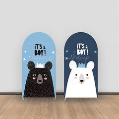 Lofaris Boy Black White Blue Bear Baby Shower Arch Backdrop