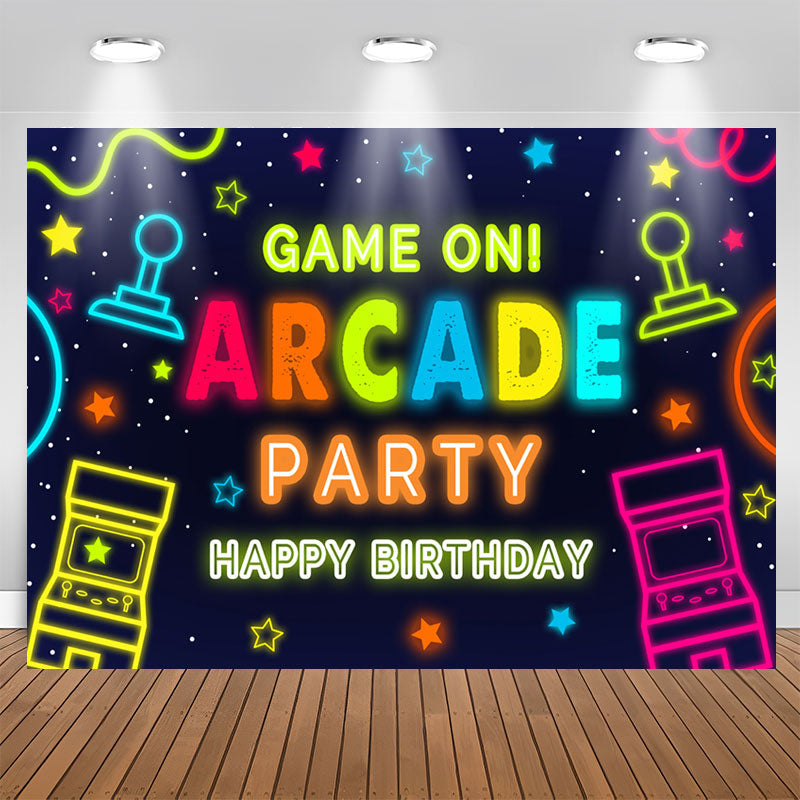 Lofaris Boy Game On Arcade Party Happy Birthday Backdrop