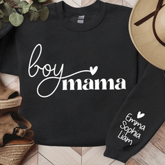 Lofaris Boy Mama Gift For Mom Customized Name Sweatshirt