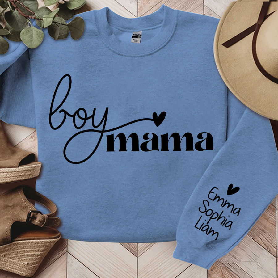 Lofaris Boy Mama Gift For Mom Customized Name Sweatshirt