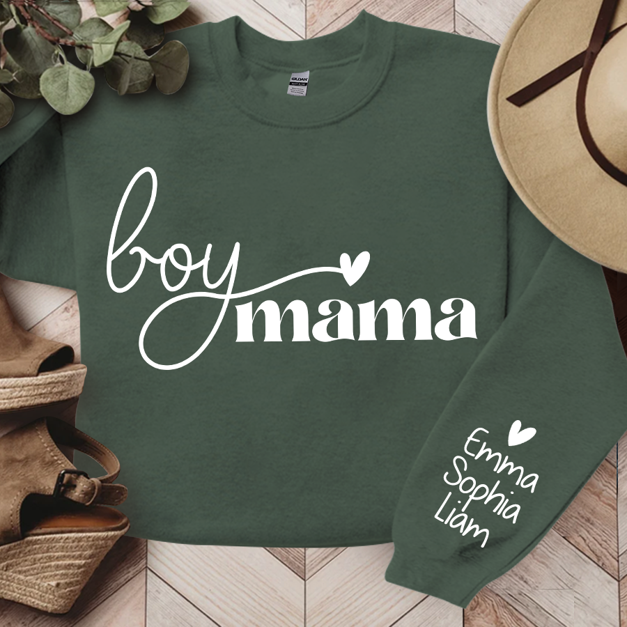 Lofaris Boy Mama Gift For Mom Customized Name Sweatshirt