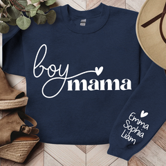 Lofaris Boy Mama Gift For Mom Customized Name Sweatshirt