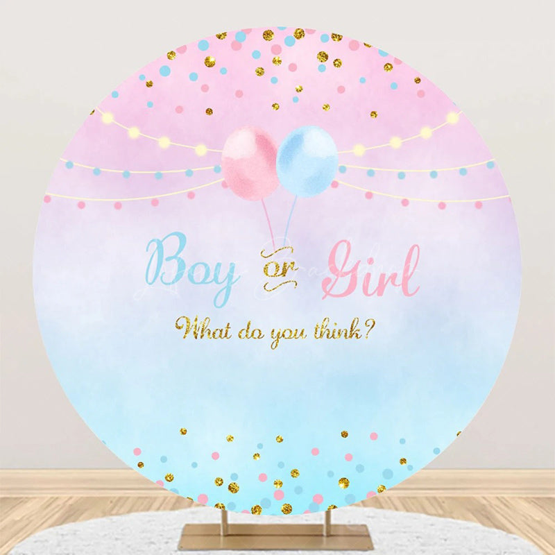 Lofaris Boy Or Girl Balloon Round Gender Reveal Backdrop