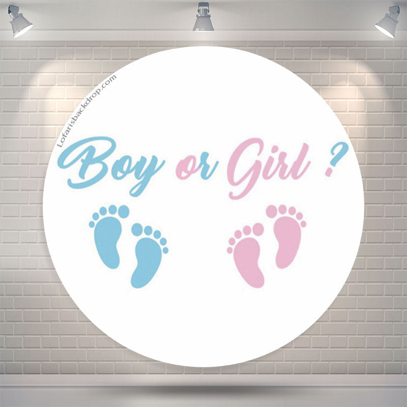 Lofaris Boy Or Girl Blue Pink Footprint Gender Reveal Backdrop