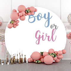 Lofaris Boy Or Girl White Round Backdrop For Gender Reveal