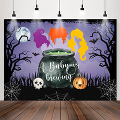 Lofaris Brewing Purple Halloween Night Baby Shower Backdrop