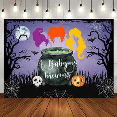 Lofaris Brewing Purple Halloween Night Baby Shower Backdrop