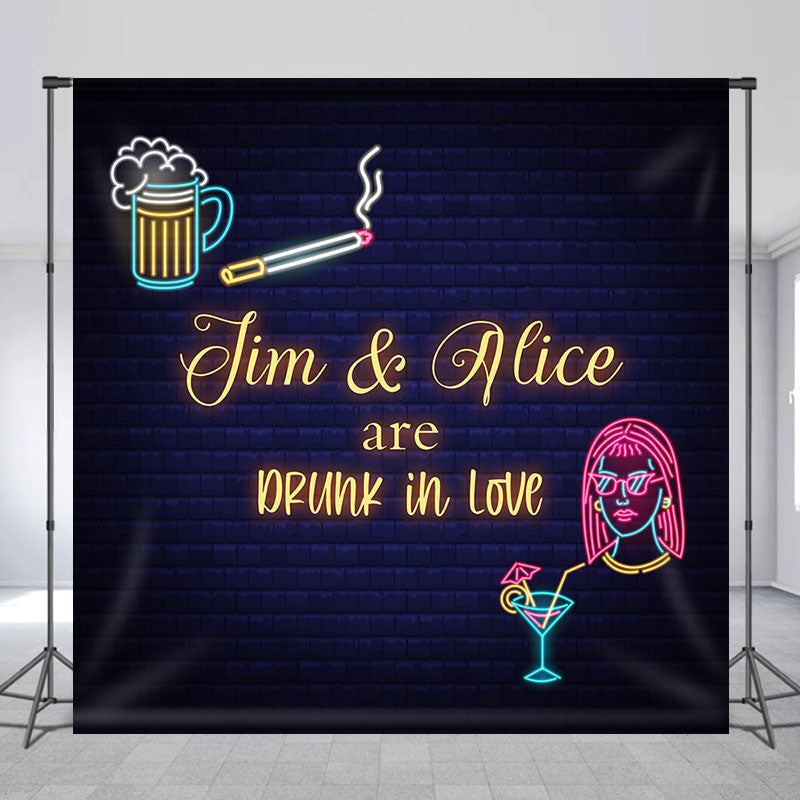 Lofaris Brick Neon Light Beer Girl Custom Wedding Backdrop